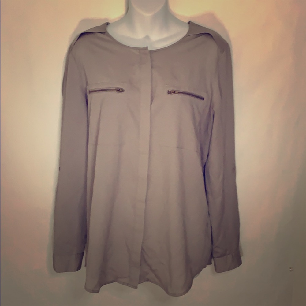 Premise Studio Grey Business Casual Top Lg !